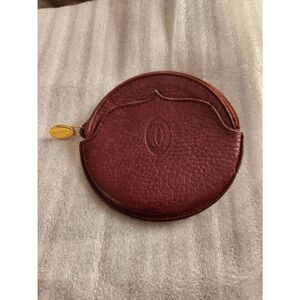 Cartier Bordeaux Leather Round Coin Purse